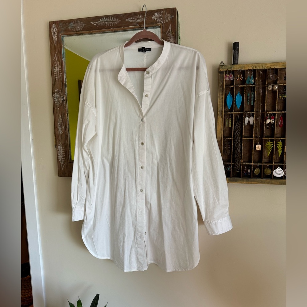 Eileen Fisher oversized button up mandarin collar - M - NWOT